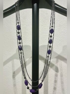 George Purple Multi-Strand Beaded Necklace